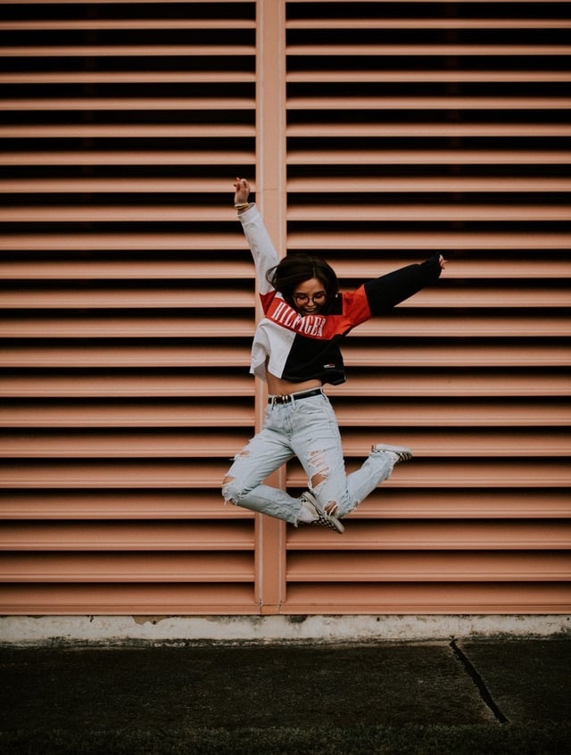 Happy woman jumping