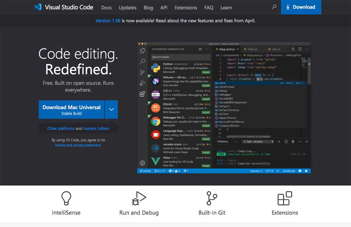 Visual Studio Code Homepage